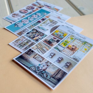 Foglio di adesivi VINTAGE MOMENTS, adesivi con paesaggi retrò, adesivi decorativi vintage effimeri per Bullet Journal, album di ritagli.