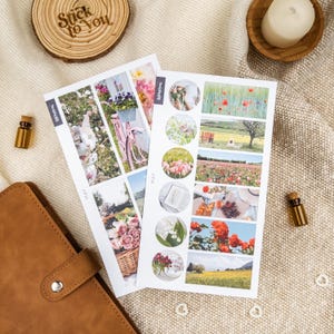 Mai Sticker | Frühlings-Aufkleber | Blumen-Aufkleber | Cottagecore Aufkleber | Monatliches dekoratives Aufkleberset für Journals, saisonale Aufkleber