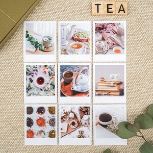 Mini adesivo de chá Polaroid, adesivos Cottagecore, adesivos de fotos de chá de ervas, adesivos aconchegantes, presente para amantes de chá, adesivos de diário para a hora do chá
