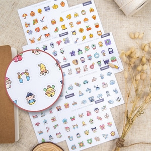 Ensembles de mini-autocollants mignons | Thème Halloween, automne, automne, hiver et Noël | Parfait pour les agendas, les journaux et les albums de coupures