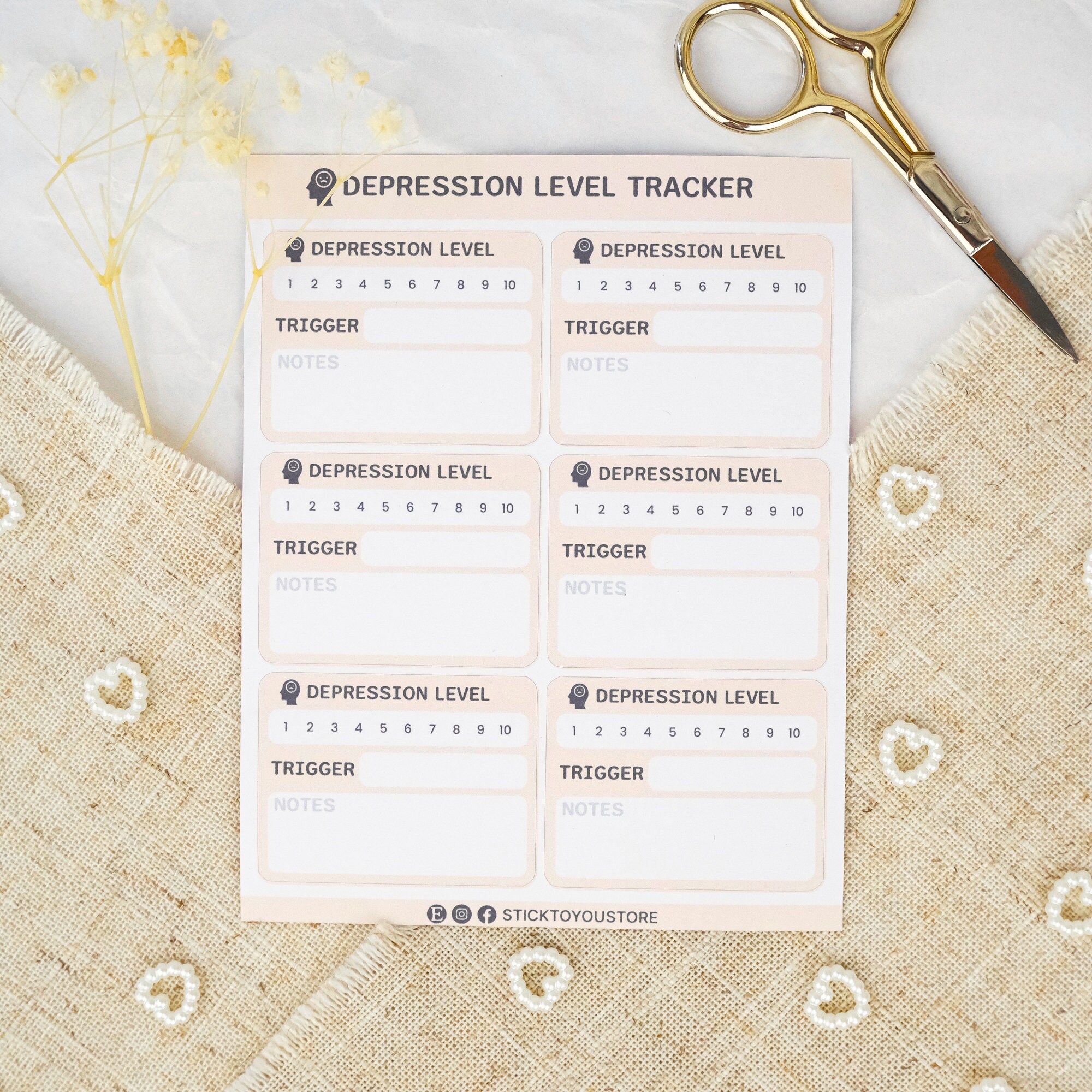 Depression Level Tracker Sticker, Mental Health Stickers, Feelings and ...