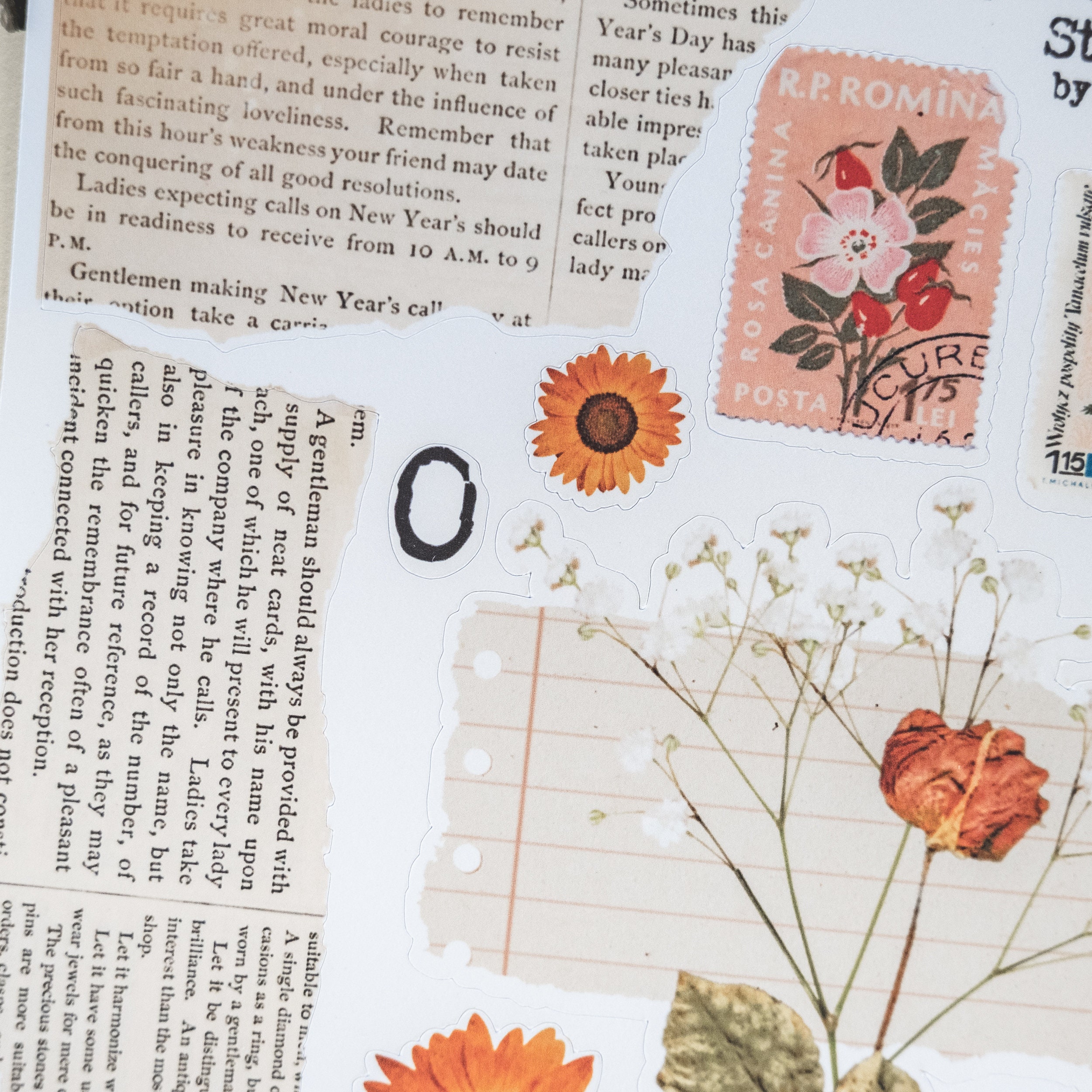 vintage style scrapbook journal kit ripped pages sticker fur etsy