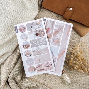 Zachte crèmekleurige stickers, neutrale crèmekleurige stickers, crèmekleurige esthetische stickers, beige gekleurde stickers, boho-esthetische stickers, chique stijlstickers