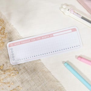 Pegatina de seguimiento mensual del estado de ánimo / Seguimiento diario del estado de ánimo y las emociones para bullet journals y planificadores / Pegatina de registro del estado de ánimo 1 MONTH (PINK)