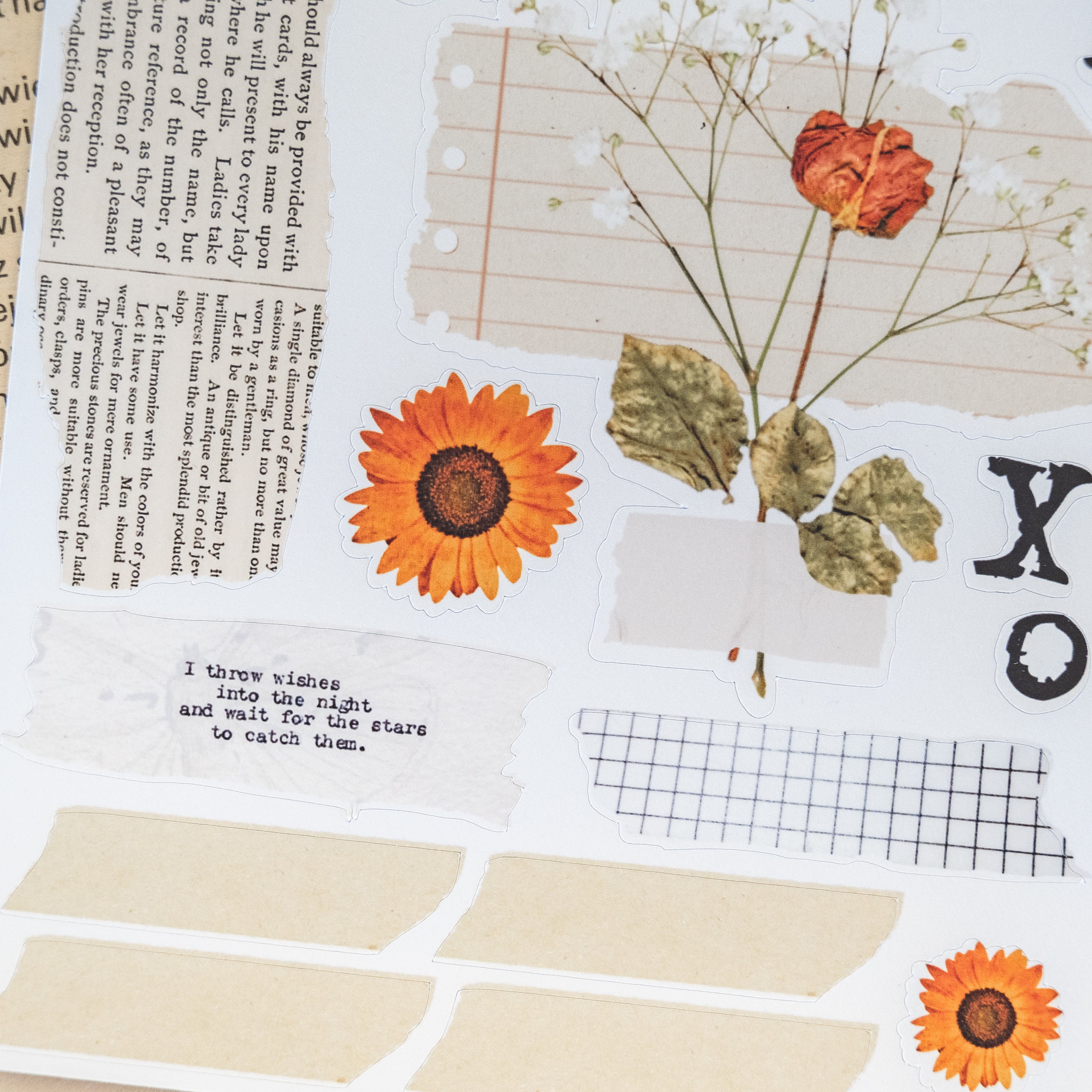 vintage style scrapbook journal kit ripped pages sticker fur etsy