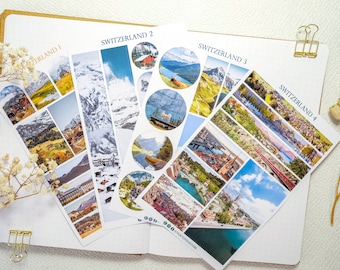 Switzerland Travel Stickers: Swiss Alps Souvenir, Journal Stickers