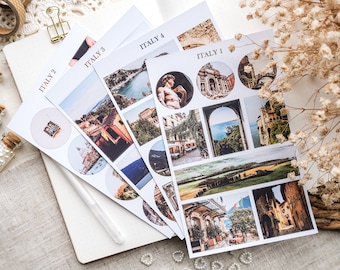 ITALY- Theme Stickers Set,  4 Different Sticker Sheets For Bullet Journal, Planner, Scrapbooking.
