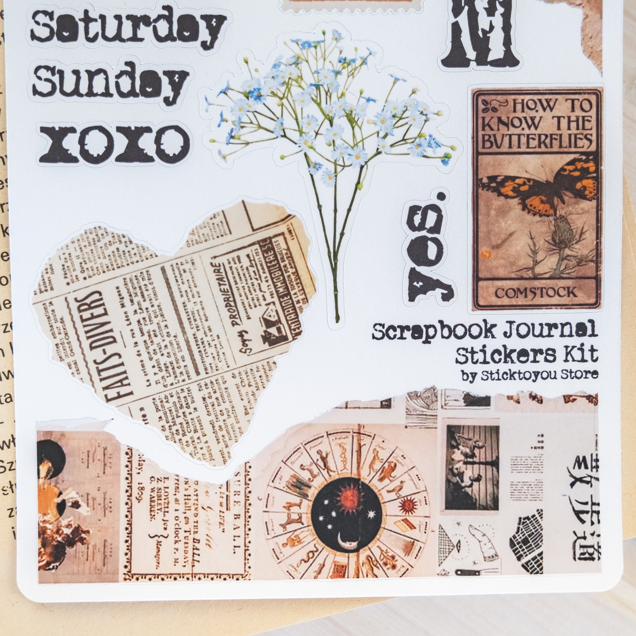 aesthetic vintage stickers sheet scrapbook junk journal kit etsy