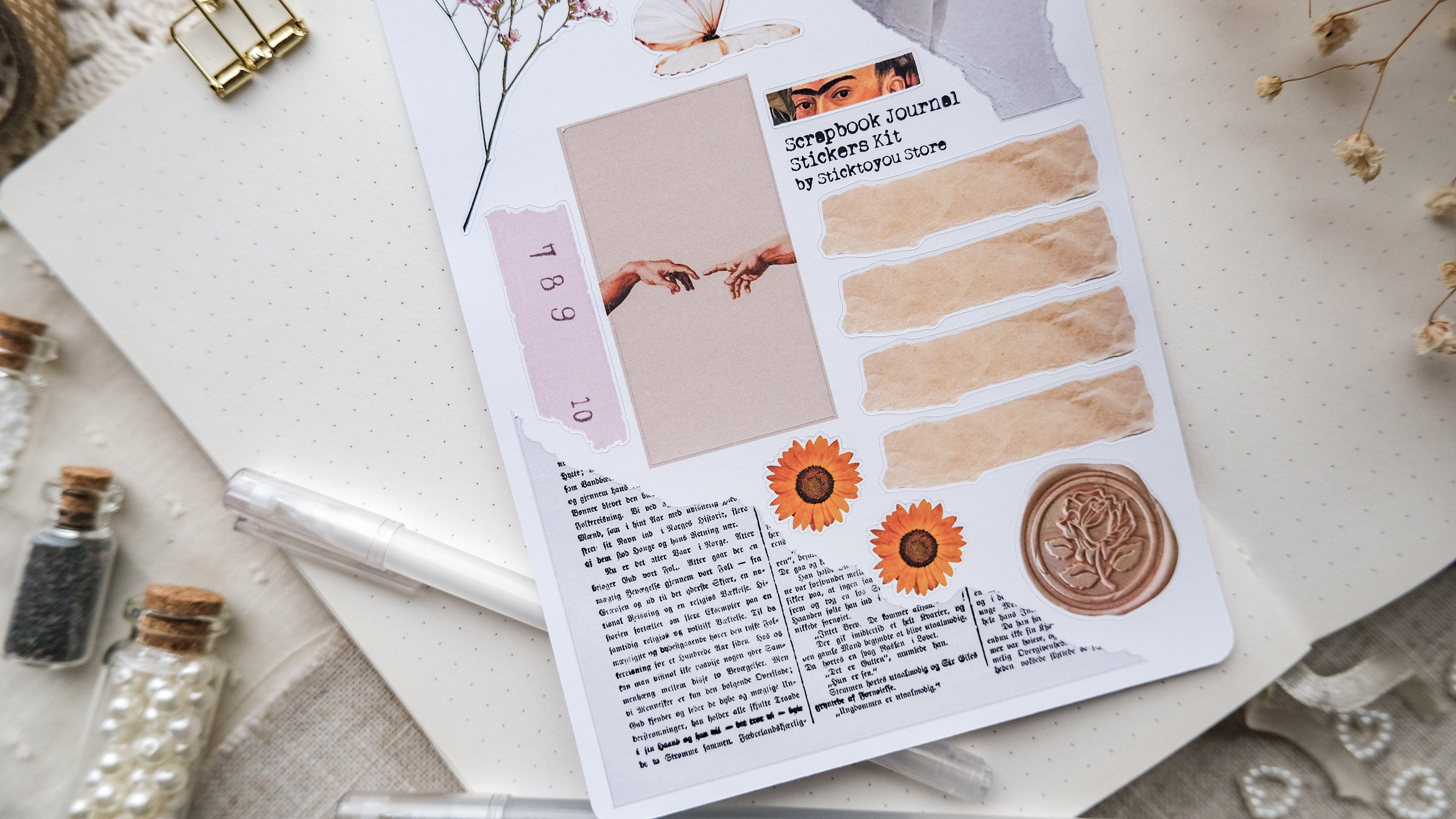 Vintage Style Stickers for Bullet Journal, Retro Art Decorative ...