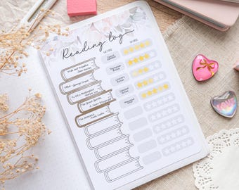 Reading Log Sticker | Stick-In Page | Reading Page for A5 Journals | Book Tracker Sticker | Reading Tracker for Bullet Journal