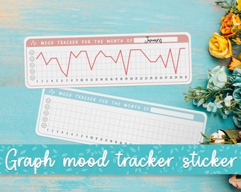 Graph Mood Tracker, Aufkleber zur Verfolgung Ihrer psychischen Gesundheit, Planeraufkleber für jedes Journal.
