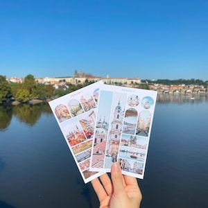 Prague Travel Stickers - Perfect for Journals, Planners, and Scrapbooks. Travel Journal Sticker Sheets, Czech Republic Stickers