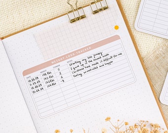 Weight Loss Tracker Sticker | Monthly Weight Tracker Log for Journals and Planners | Weightloss Tracker Sticker | Health Planner Stickers