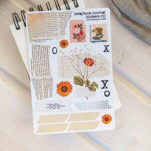 Vintage Style Scrapbook Journal Kit, Ripped Pages Stickers for Bullet ...