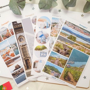 Pegatinas para diario de Portugal, pegatinas para álbum de recortes de diario de viaje, cuaderno de viaje de Portugal, regalo para amantes de los viajes, pegatinas de recuerdo de Portugal