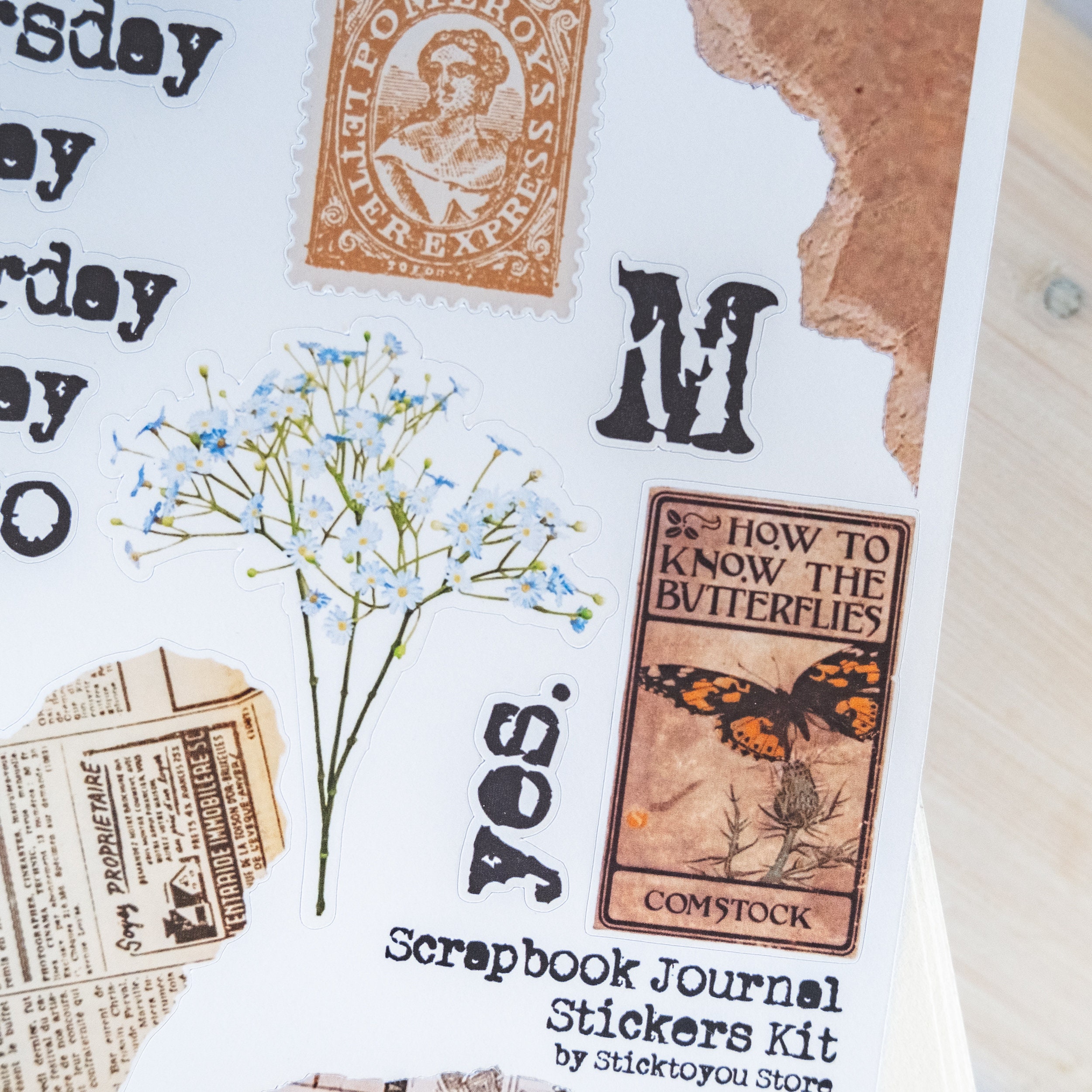 aesthetic vintage stickers sheet scrapbook junk journal
