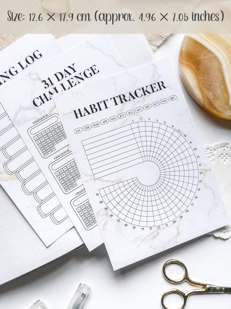 Yearly Water Tracker Sticker for A5 Journal | Hydration Tracker Stick ...