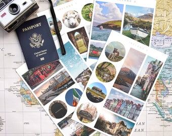 Ireland Themed Stickers • Travel Journal Stickers • Aesthetic Irish Stickers Sheet • Ireland Travel Bullet Journal •