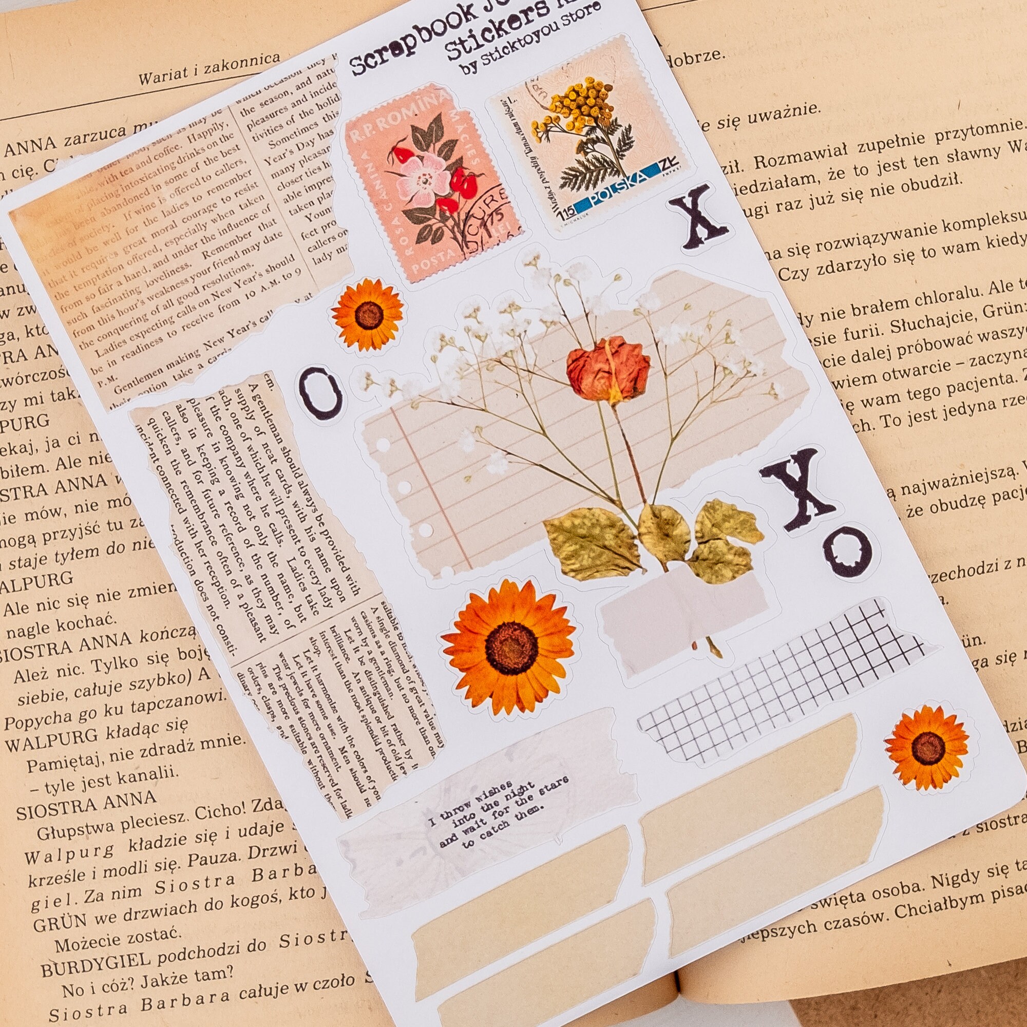 vintage style scrapbook journal kit ripped pages sticker fur etsy