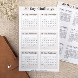 30 Day Challenge Tracker Stickers: Monthly Goal Habit Planner Beige