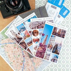 PARIS - FRANCE Thema Aufkleber Set, 4 verschiedene Aufkleber Blätter für Bullet Journal, Planer, Scrapbooking.