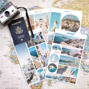 Adesivi da viaggio in Grecia - Perfetti per diari, agende e album di ritagli. Con isole greche, Atene, Santorini, Mykonos e altro ancora