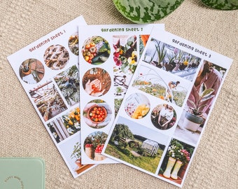 Adesivos de jardinagem - Cartelas de adesivos para planners e bullet journals