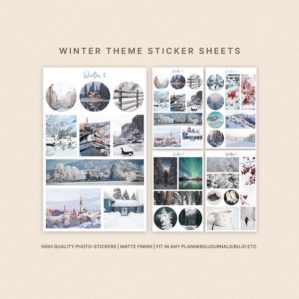 WINTER Bullet Journal Sticker Sheets, Seasonal Christmas Winter Planner Stickers, Cozy Winter Stickers - 4 options available.