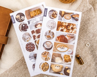 Stickers café et dessert pour Bullet Journals et agendas | Ensemble d'autocollants décoratifs esthétiques