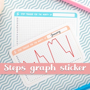 Schritte Graph Aufkleber, täglicher Schritt-Tracker, monatlicher Schritt-Tracker, Geh-Challenge, Übungslog-Aufkleber, Gewichtsverlust-Tracker, Ziel-Tracker.