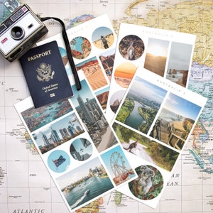 Adesivi a tema Australia • Adesivi per diario di viaggio • Foglio di adesivi estetici australiani • Bullet Journal di viaggio in Australia •