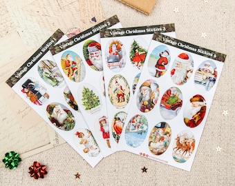 Vintage Christmas Stickers – Victorian Santa Stickers | Retro Christmas Stickers | Christmas 1950s Stickers | Winter Journal Stickers