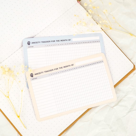 Anxiety Symptoms Tracker Sticker, Mental Health Journal, Self Care Stickers.