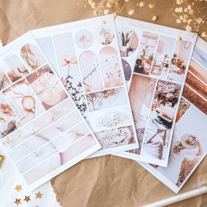Naklejki Aesthetic Vibes Beżowy Kremowy Neutralny Arkusz Naklejek Prezent dla Miłośników Bullet Journal i Plannerów Naklejki Do Dekoracji Pamiętnika
