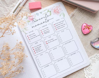 Favorite Moments • Yearly Tracker Sticker • Stick-in Page • Memories Tracker • Year in Review Sticker • Reflection Page for Bullet Journal