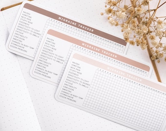 Monatlicher Migräne-Tracker-Aufkleber | spitz / klitze & Gesundheit Tracker für Bullet Journal | Self-Care Wellness Aufkleber