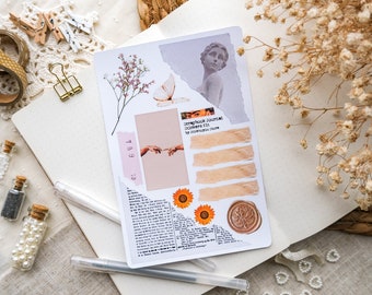 Vintage Style Stickers for Bullet Journal, Retro Art Decorative Stickers  for Scrapbooking, Crafts, DIY, Old Ripped Paper and