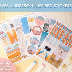 Wes Anderson Inspired Stickers, Asteroid City Movie Stickers, Film Merch - Gift for Wes Anderson Fans.