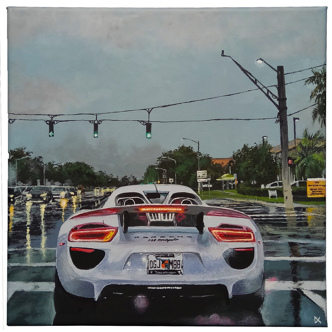 Original painting made with acrylic paints car porsche way Etsy