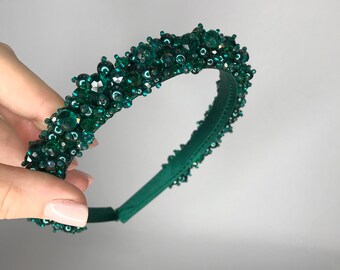 Green  hair accessory Crown Party jewellery Crystal headbands Diadem of crystals  tiara Green tiara