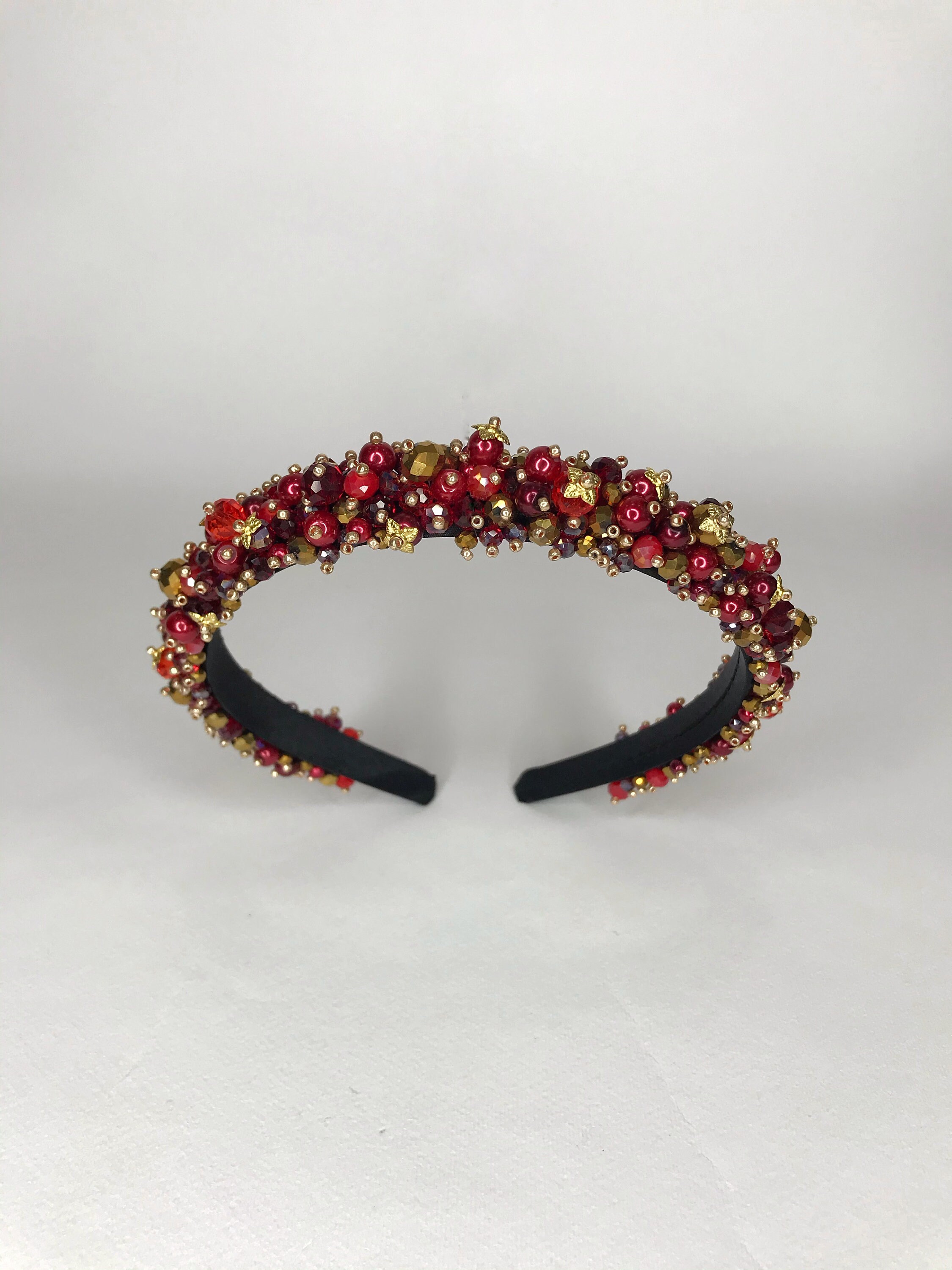 Jeweled Headband Beaded Headband Gold Crystal Tiara Baroque Etsy