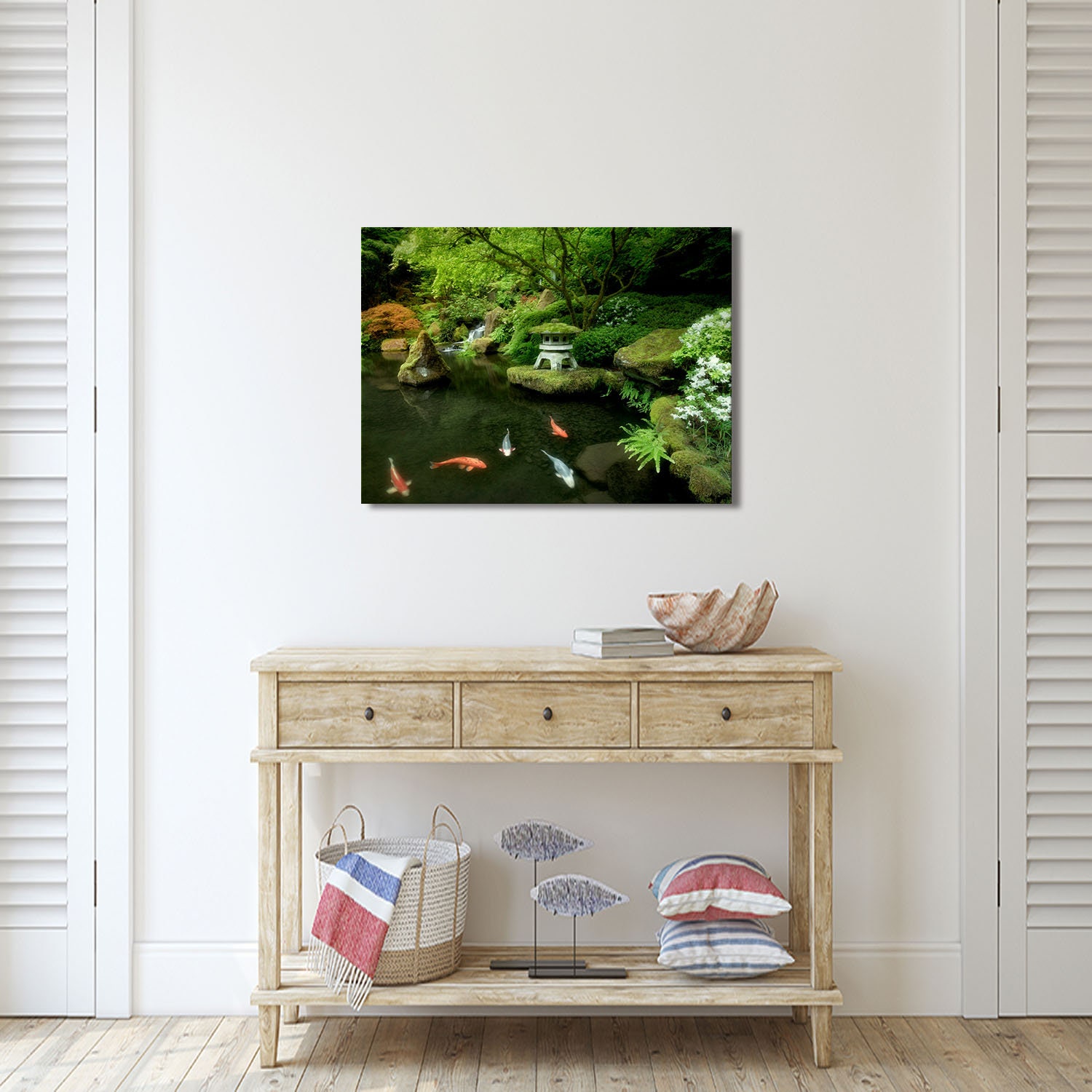 Koi Fish in Pond With Japanese Lantern and Waterfalls by - Etsy