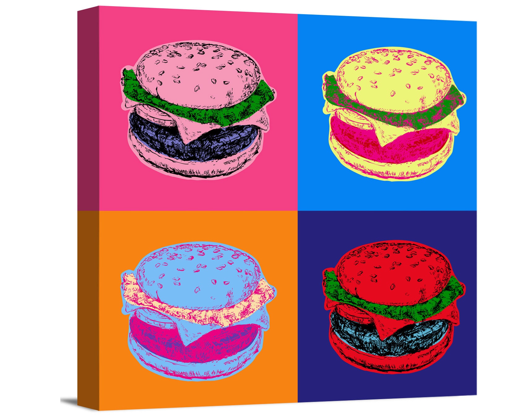 Yummy Hamburger Canvas Poster Art Picture Prints Kitchen Wall Hanging Decor HY2 