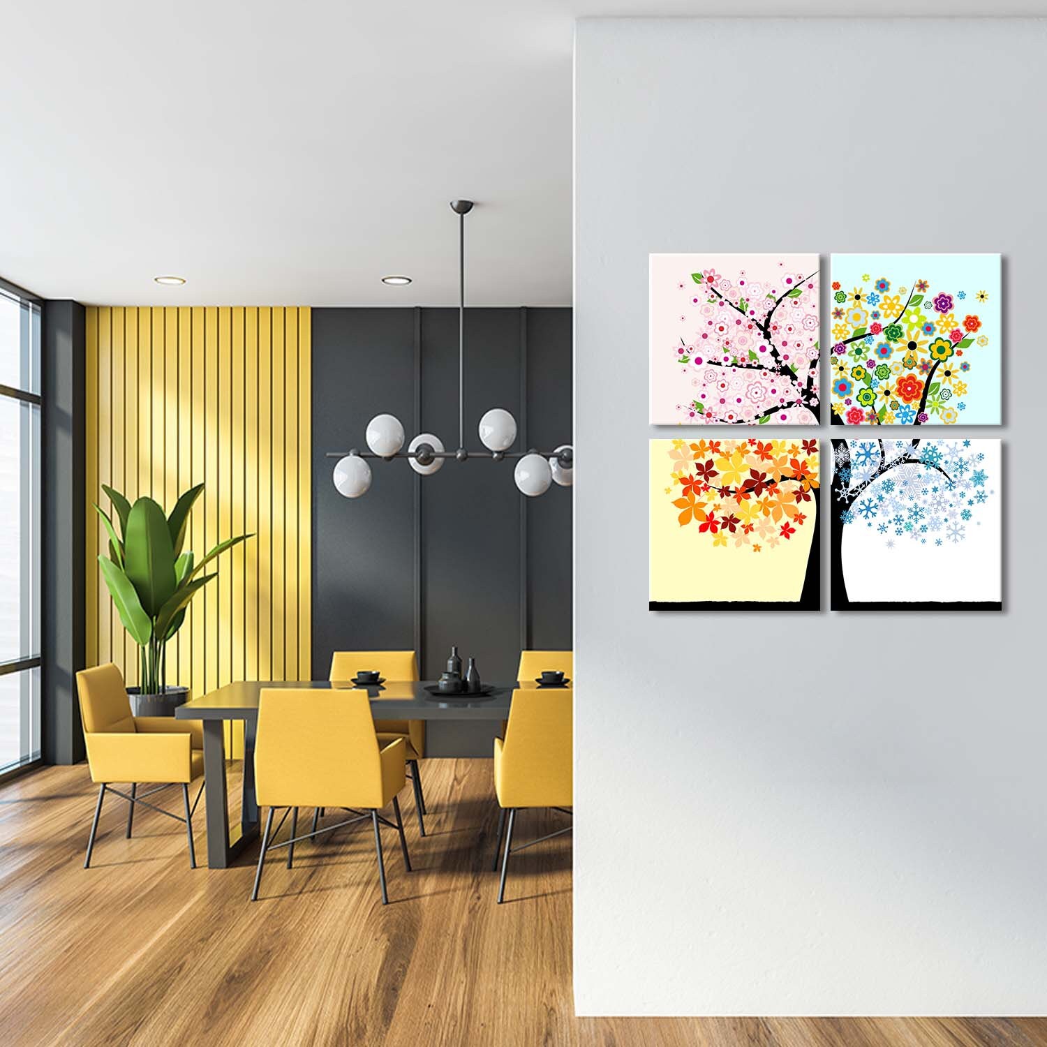 Set of 4 Four Season Trees, Summer Autumn Winter Spring, Autumn Tree ...