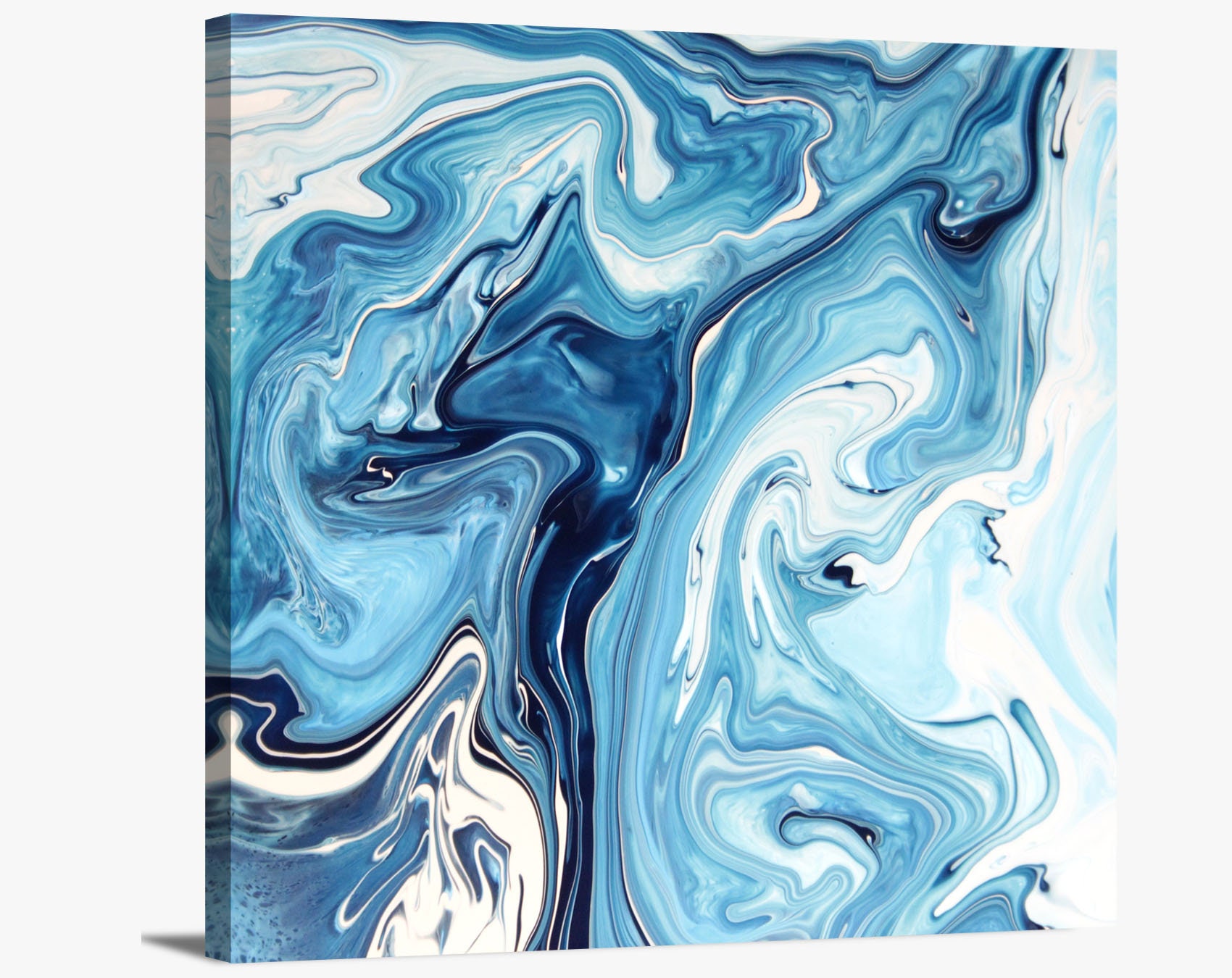 Blue Marble Art Water Abstract Liquid Painting Modern Pattern Texture  Artwork Framed Canvas Print Wall Art Office Decor Home Decorations 