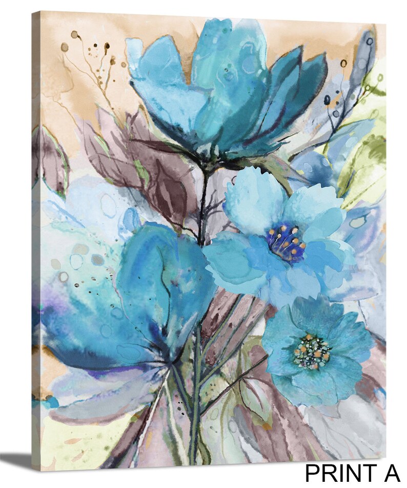 Beautiful Set of 3 Blue Flowers Watercolor Floral & Botanical - Etsy