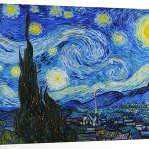 The Starry Night by Vincent Van Gogh Famous Painting Classic Fine Art Gallery Wrapped Canvas Wall Art Print Office Home Decor Reproduction