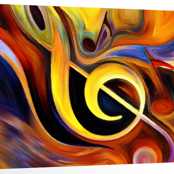 Music Notes Abstract Oil Painting Modern Artwork Framed Canvas Print Wall Art Office Decor Home Decorations