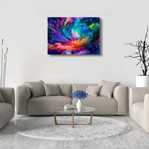 Modern Abstract Rainbow Colorful Clouds Smoke Pattern Vibrant - Etsy