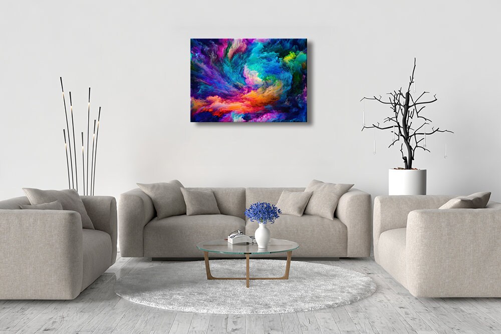 Modern Abstract Rainbow Colorful Clouds Smoke Pattern Vibrant | Etsy